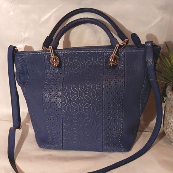 Plino Visona Blue Leather Bag - Picture 1 of 14